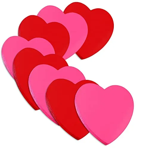 Farbige Haftnotizen, 560 Blatt Kardioid Selbstklebende Haftnotizzettel, Farbig Notizblöck Super Sticky Notes für Büro Schule Zuhause 70 x 70 mm Hellrot Rosa