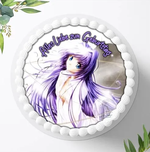Für den Geburtstag ein Tortenbild, Zuckerbild mit dem Motiv: Manga Anime, Essbares Foto für Torten, Fondant, Tortenaufleger Ø 20cm, 0870w