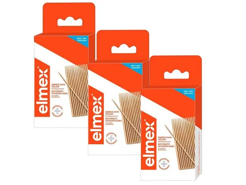 elmex Zahnseide-Stick 3x Elmex Bambus Zahnhölzer a 96 Stück mit Minze