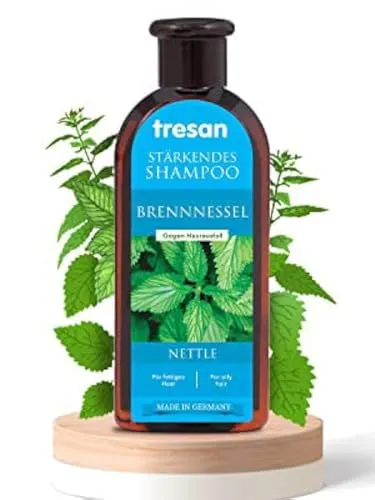Tresan Brennnessel Stärkendes Shampoo für ölige Haare | tägliche Hydratisierung, Entgiftung, Anti-Haar-Verlust-Shampoo, Schuppen & Frizz, keine Parabene und keine Gluten, 300 ml