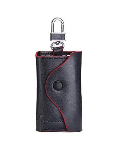 Contacts Echtes Leder-Rindleder-Auto-Schlüsselhalter-Kasten-Mappen-Münzen-Geldbeutel-Schwarzes der Männer