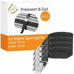 4x Kleine Spanngurte für Fahrradträger Set mit Metallklemmschloss Länge 50cm x Breite 1,8cm sichere Befestigung