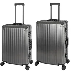 Travelhouse Trolleyset Tokyo - 2-teiliges Hartschalen Set mit 4 Rollen - Trolley-Sets aus hochwertigem Aluminium mit TSA Zahlenschloss für maximale Sicherheit. Leicht und extrem robust, ideal für jede Reise.