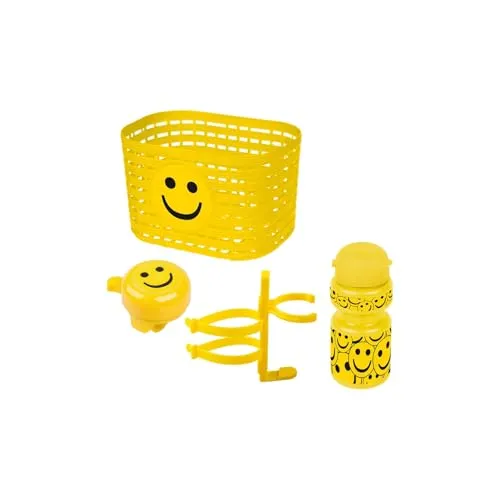 Ventura Unisex – Babys Smile Zubehörset für Kinderfahrrad, Korb, Glocke, Trinkflasche, gelb