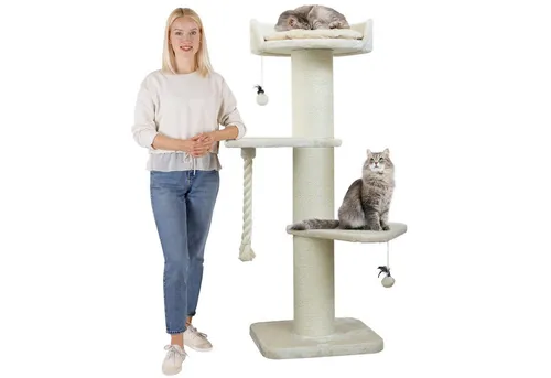 Happypet Kratzbaum FREDDY - 150 cm mit Spielseil und Spielball - Kratzbaum für Katzen, 150 cm hoch, bietet Spielmöglichkeiten und eine gemütliche Rückzugsmöglichkeit für Ihre Katze.