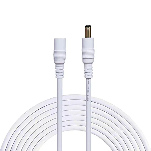 Liwinting 3m/9.84Feet DC Verlängerungskabel 5.5 mm x 2.1 mm Anschlusskabel Gleichstrom Verbinderkabel DC Verteiler Männlich zu Weiblich Verbinder für Netzteil, LED, CCTV-Kamera Power - Weiß