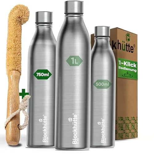 Blockhütte Trinkflasche Edelstahl 750ml - Thermobehälter mit isolierter Doppelwand, hält Getränke bis zu 12 Stunden warm und 24 Stunden kühl – perfekt für Sport, Reisen und den Alltag.