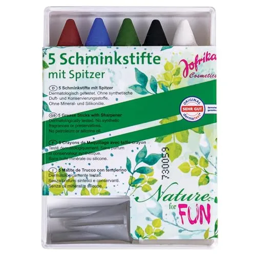 Produktbild Rubie's Jofrika 777218 Nature for Fun 5 Schminkstifte + 1 Spitzer Nature for Fun, Mehrfarbig, 6-teilig (1 Set)