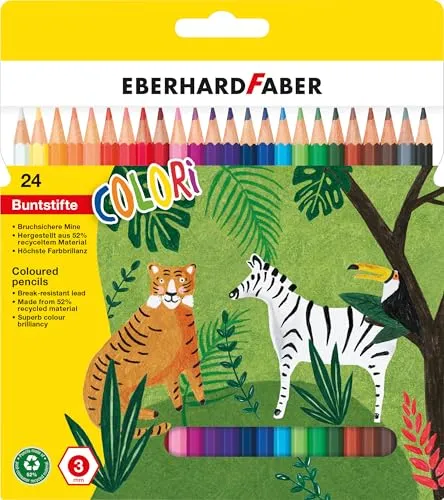 Eberhard Faber 514824 - Buntstifte Set Colori, 24 Jumbo Buntstifte in ergonomischer hexagonaler Form