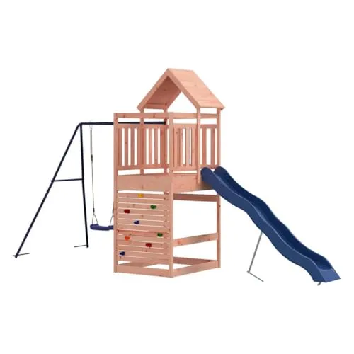 vidaXL Spielturm Massivholz Douglasie – Fantasievoller Spielplatz für Kinder - Spielplätze: Robuster Spielturm aus langlebigem Douglasienholz mit Kletterwand, Rutsche und Schaukel – ideal für unendlichen Spielspaß im eigenen Garten!