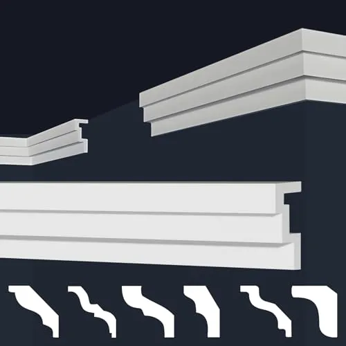 marbet design Stuckleiste E-45, 20 Meter - Elegante Deckenleisten aus XPS Styropor - Hochwertige Deckenleisten aus extrudiertem Polystyrol (XPS) für zeitlose Eleganz. Einfach zu montieren und individuell farblich gestaltbar, ideal für jedes Zuhause.