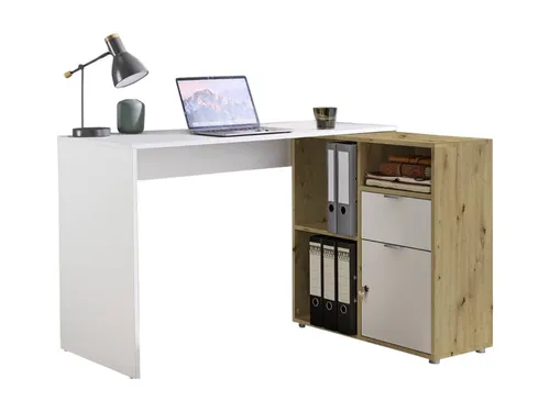 moebel-dich-auf Eckschreibtisch LUIZ (Schreibtisch + Regal, 110 cm breit), spiegelverkehrt montierbar