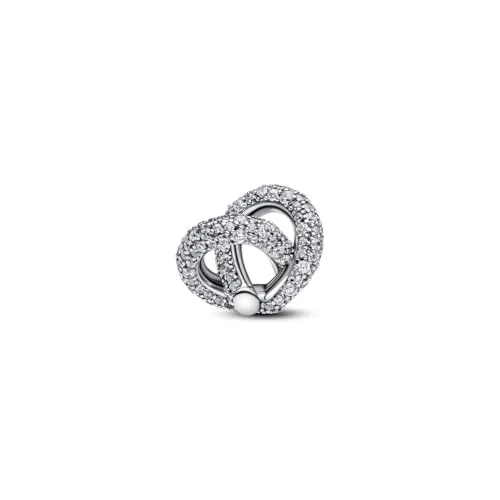 PANDORA Moments Pavé Unendlichkeitsknoten Herz-Charm - Bead Charms für Damen, aus Sterling Silber mit Zirkonia, inspiriert von ewiger Liebe, perfekt für eine ausdrucksstarke Ergänzung deines Looks.