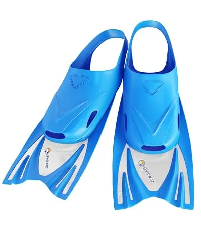 AQUAZON Joy Kinder Schwimmflossen, leicht anzuziehen, superflexibles Material zum Schwimmen und Schnorcheln in trendigen Farben Größen 28 - 35, Farbe:Blue, Größe:25/29