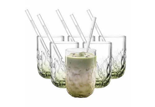 Leonardo GOCCE Matcha Latte Glas Set (6er) - Elegantes Set aus 6 Latte Macchiato-Gläsern mit Glastrinkhalmen, hitzebeständig und spülmaschinenfest. Ideal für alle Anlässe und perfekt für Genussmomente.
