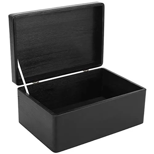 Creative Deco Holzkiste mit Deckel Groß - Erinnerungsbox für Babys - Stilvolle Kisten aus Kiefernholz in elegantem Schwarz, perfekt zur Aufbewahrung von Babyerinnerungen und persönlichen Schätzen.