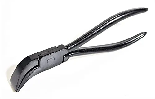 Mini Falzzange gebogen - Präzise Biegezange für Dachdecker - Spitzzangen für kleine und präzise Falz- und Biegearbeiten. Mit 45° gebogenem Kopf und einer Backenbreite von 22 mm, ideal für Dachdecker und Spengler.