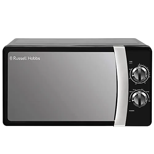 Russell Hobbs RHMM701B 17 Liter, 700 W, schwarz, manuelle Solo-Mikrowelle mit 5 Leistungsstufen, Signalton und Timer, Auftaufunktion, einfache Reinigung