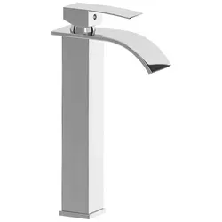 Edelstahl Waschtischarmatur FAUCET-140 - 30,5 cm hoch in Silber/Chrom - Elegante Waschtischarmatur aus hochwertigem Edelstahl in Silber/Chrom. Mit gebogenem Auslauf und Keramikkartusche für präzise Wasserregelung. Ideal für Aufsatzwaschbecken, sorgt für mehr Freiraum und einen gleichmäßigen Wasserfluss.