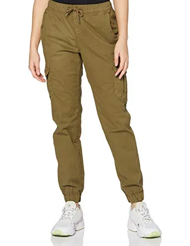 Urban Classics Damen High Waist Cargo Jogging Pants - summerolive, 3XL - Damen-Hosen mit elastischem Bund und Kordelzug, ideal für lässige Looks. Praktische Cargo-Taschen und elastische Bündchen sorgen für Komfort und Stil.