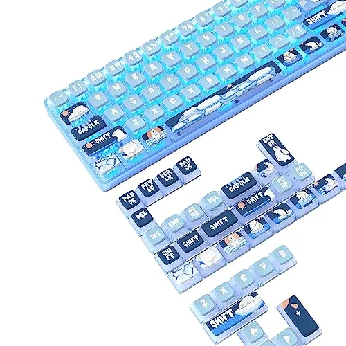 MAMBASNAKE 120 Tasten PBT Pudding Tastenkappen Set - Tastaturen - Eisbär-Themen-Tastenkappen mit RGB-Unterstützung für ein einzigartiges Tipp-Erlebnis und lebendige Farben dank hochwertiger PBT-Farbsublimation.