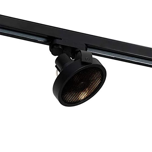 QAZQA - Modern SchienenSpot I Spotlight I Deckenspot I Deckenstrahler I Strahler I Lampe I Leuchte Schwarz für 3-Phasen Schiene GU10 111mm - 3-Phasen Master Honey I Wohnzimmer I Schlafzimmer - Alumini