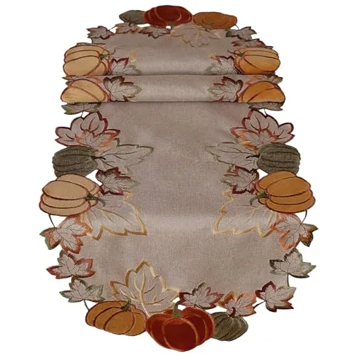 Tischläufer Herbst 40 x 110 cm rechteckig elegant mit Kürbis-Motiv - Tischdeko für Küche & Tisch