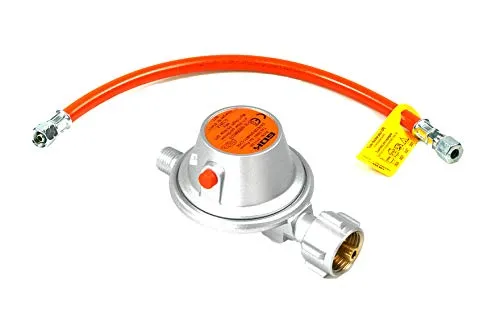 Rabenburg GOK Gasregler Caravan Fahrzeugregler 50 mbar 1,5 Kg/h mit Schlauch 8 mm