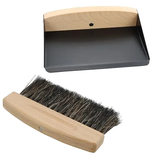 DNDGDLUA Tischbesen Besen und Kehrschaufel Set, Schaufel und Besen Set, Mini Kehrblech und Handfeger Besen, Handbesen mit Kehrschaufel Mini Besen Tischfeger Tischbürste Holz Bürsten (Holz und Metall)