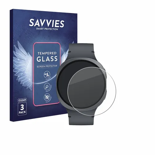 3x Savvies Schutzglas für Samsung Galaxy Watch 8 (44 mm) Glas Panzer Display
