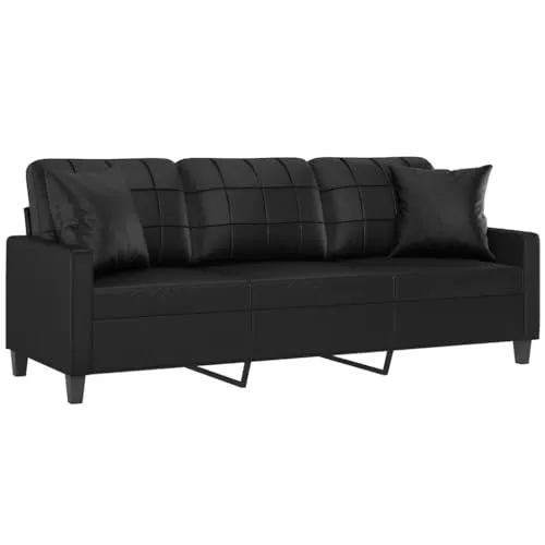 vidaXL 2-Sitzer Sofa mit Zierkissen - Stilvolles Sofa aus langlebigem Kunstleder, schmutzabweisend und leicht zu reinigen. Ideal für Wohnzimmer, bietet Komfort und Eleganz mit dekorativen Kissen.