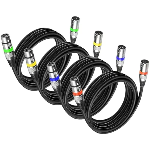 4Pack Dmx Kabel 3m 3 Pin XLR Kabel 3m, XLR Kabel Set 3 Poliges Dmx Signalverbindungskabel Dmx Light Cable, Dmx Lichtsteuerung Kabel Kanone für Dmx Controller Moving Head Bühnenscheinwerfer