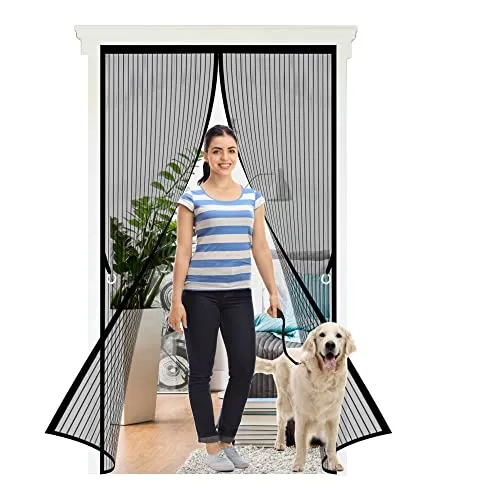 Magnet Fliegengitter Tür Insektenschutz 80 x 210 cm Der Magnetvorhang ist Ideal Kinderleichte Klebemontage Ohne Bohren für die Balkontür, Kellertür und Terrassentür, Schwarz