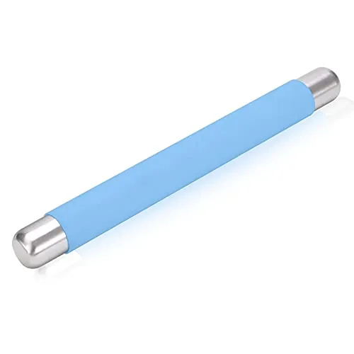 Remeel Silikon Teigroller Antihaft-Oberfläche zum Backen Kuchen Kruste, Cookie, Gebäck, Fondant, interne Stahl Teig Walze 35 * 3,8 cm (Blau)