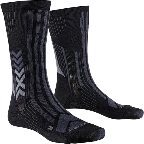 X-Socks Trekking Perform Merino Crew Wandersocken 39-41 - Sportsocken für Wanderungen, aus hochwertiger Merinowolle für optimalen Komfort und Temperaturregulierung; Farbe: Schwarz, Größe: 39-41.