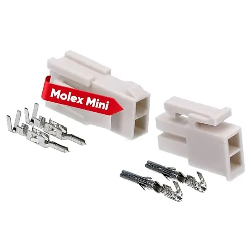 Kalitec KALI-2402 Mini-Fit Jr. Set 2 polig aus Nylon I Kabelstecker KFZ I Spannung 600 V I Nennstrom 13 A I AWG 24-18 I Mini Stecker für für Festplatten, LED und RGB Beleuchtung I Rastermaß 4.2mm