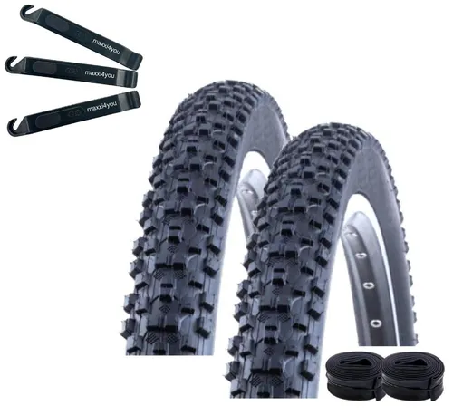 maxxi4you Kenda K-1027 MTB Reifen 2x Schwarz 27,5 x 2,10 - Vielseitige MTB-Reifen für alle Untergründe, bieten hervorragende Traktion und Pannenschutz. Ideal für den täglichen Einsatz und längere Touren. Inklusive 2 Schläuche und Reifenheber.