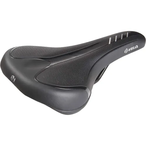 Velo-Fit Traveller Fahrradsattel M, Schwarz - Fahrradsattel mit Arc-Tech gefederter Stützpunkt für optimalen Komfort beim Trekking. Leichter Komfortschaum und nahtlose Oberfläche sorgen für ein angenehmes Fahrgefühl.