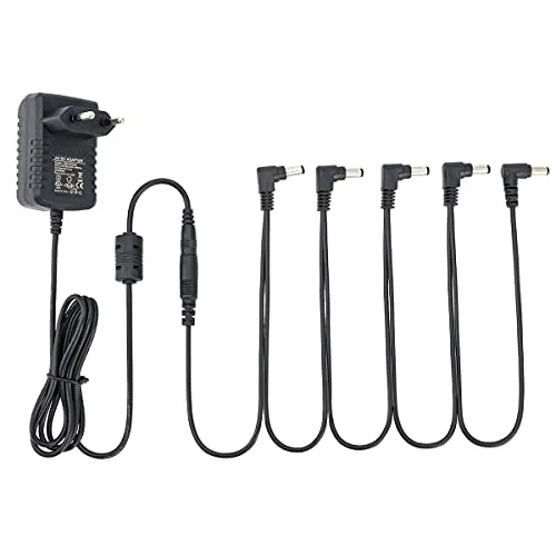 Produktbild Musiclily Pro EU Standard Gitarren Netzteil Power Supply Adapter 9V DC Mit 5 Wege Daisy Chain Kabel und Verpolungskabel für Effektpedale