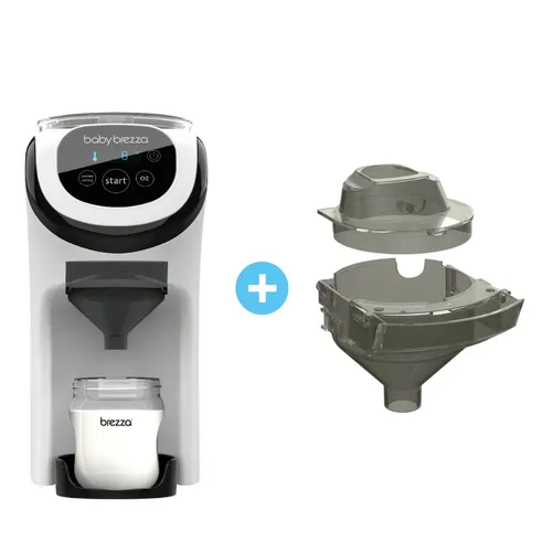 Baby Brezza Formula Pro Mini Set - Nahrungszubereitung: Perfekte Ergänzung mit Milchpulvertrichter für stressfreie Flaschenzubereitung. Ideal für unterwegs, bereitet auf Knopfdruck trinkfertige Milchflaschen ohne Luftblasen zu!