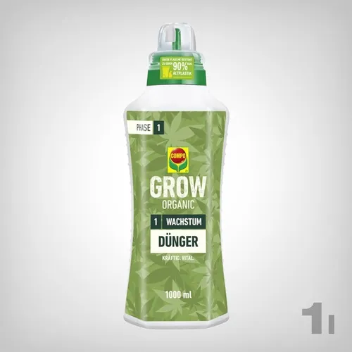 COMPO GROW Organic Wachstumsdünger 1L - schnelles Wachstum, Bio Fe+Mg Indoor