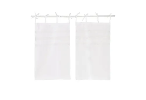 Mirabeau Scheibengardine 2er Set Aibre weiß - Eleganter Sichtschutz mit eingenähten Spitzenborten. Ideal für einen stilvollen Vintage-Look und schafft eine kuschelige Atmosphäre in Ihrem Zuhause.