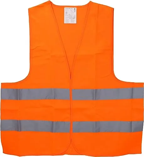 Cartrend 50129 Warnweste - Praktische Reißverschluss-Tasche, Größe L - Warnweste in Orange, entspricht DIN EN 20471. Mit 2 Klettverschlüssen und hochwertigen Reflektorstreifen für optimale Sichtbarkeit, ideal für Sicherheit im Straßenverkehr.