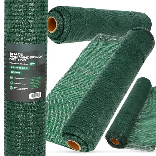 Instalguru Sichtschutz 1,2m x 25m Schattennetz UV-Schutz 90% Windschutz Schattiernetz Schattierungsnetz Zaunblende Gartenzaun Sonnenschutznetz Sichtschutznetz Netz Schattiergewebe