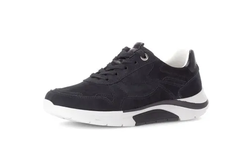 Gabor Rolling Soft Damen Sneaker 38,5 - Blau - Elegante Damen Sneaker aus hochwertigem Nubukleder mit weichem Fußbett für optimalen Gehkomfort. Ideal für den täglichen Einsatz, mit Schnürung und flexibler Gummisohle.