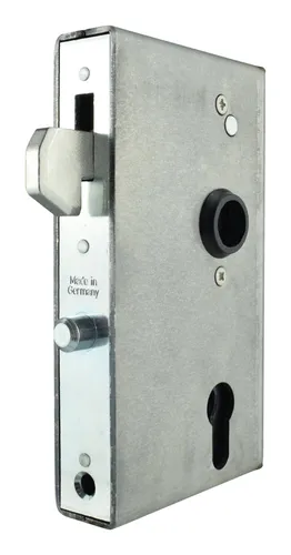 Bever & Klophaus Schiebetorschloss, Hakenfalle PZ R/L60/72/8 für Rohr 40 mm - 400401PS - Metallbaubeschläge, robustes Schiebetorschloss mit Hakenfalle für hohe Sicherheit und einfache Montage.