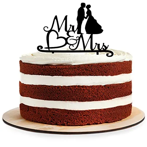 Cake Topper aus Acryl zur Hochzeit | Verlobung | Mr & Mrs | Kuchendeko Tortenstecker | schwarz | Kuchendekoration und Tortenschmuck | Hochzeitsgeschenk |100% Made in Germany