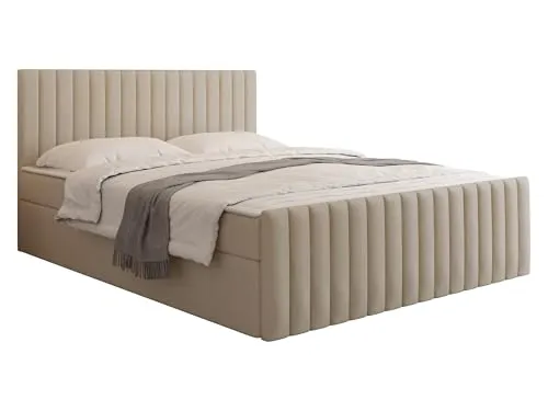 MIRJAN24 Boxspringbett Tirulo Fix 160x200 cm mit Bettkästen - Beige - Stylisches Boxspringbett Tirulo Fix mit 2 praktischen Bettkästen für optimalen Stauraum. Komfortable Bonellfederkernmatratze und antiallergische Materialien sorgen für erholsamen Schlaf.