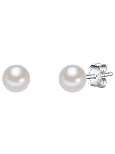 Valero Pearls Damen-Ohrstecker - Ohrringe für Damen mit hochwertigen 5 mm Süßwasser-Zuchtperlen, gefertigt aus anlaufgeschütztem 925 Sterling Silber – ideal als Geschenk für Perlenschmuck-Liebhaberinnen.