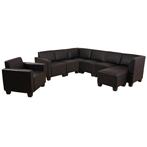 Mendler Modular Sofa-System Lyon 6-1-1, Kunstleder schwarz